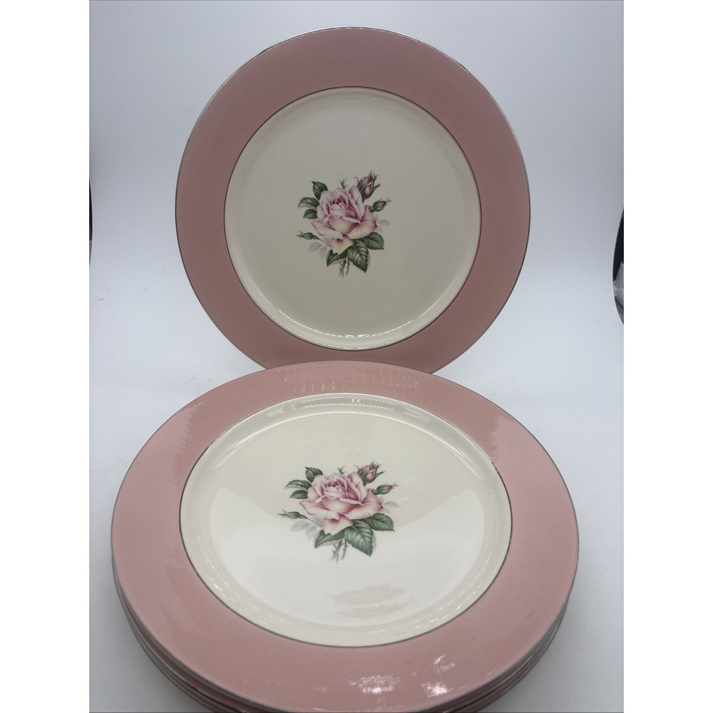 Set Of 4 Vintage Cunningham & Pickett Norway Rose Dinner Plates 9.75 USA VGC